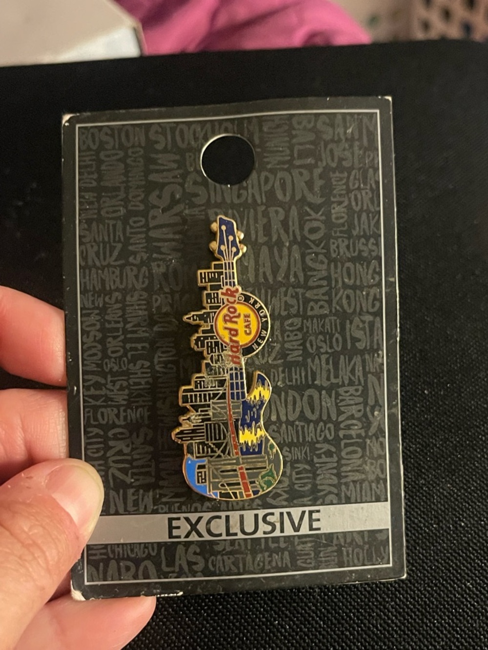 Hard Rock Cafe Blue & Yellow Skyline Guitar Enamel Pin